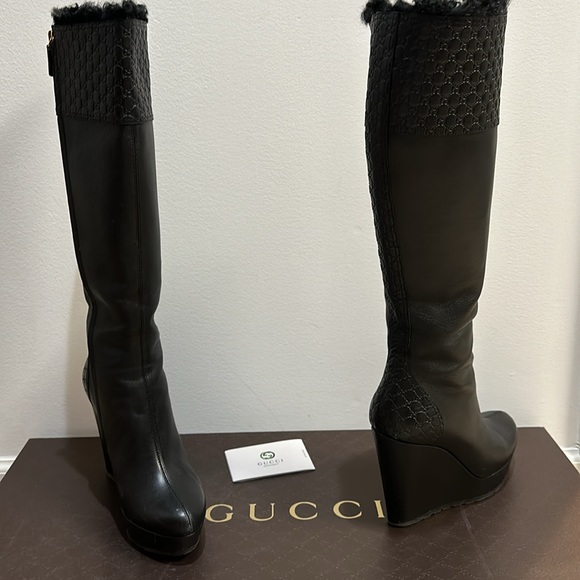 GUCCI TALL WEDGE BOOTS w/ Iconic GGs - Picture 2 of 9